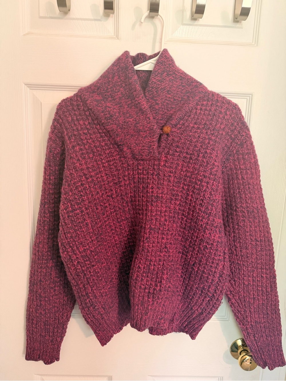 Woolrich Women's Shawl-Collar Sweater in Berry Plum